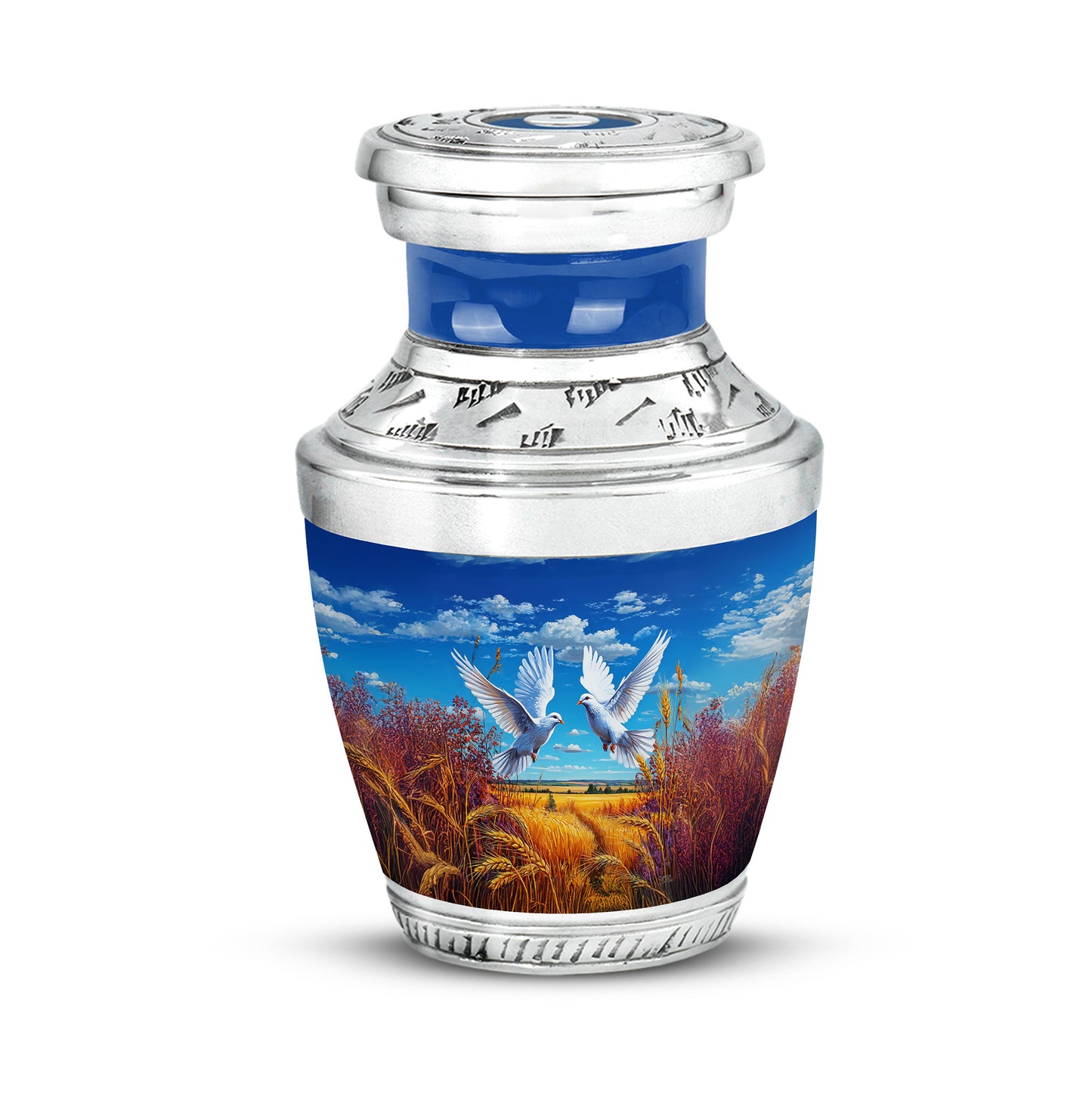 Personalized Eternal Dove Cremation Urns - Blue 10-inch, 200 cu in - Yatskia