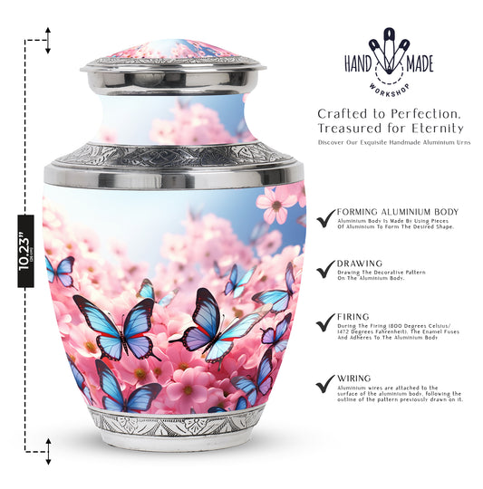 Blue Butterfly Cremation Urn for Women - Elegant Premium Urn for Human Ashes
