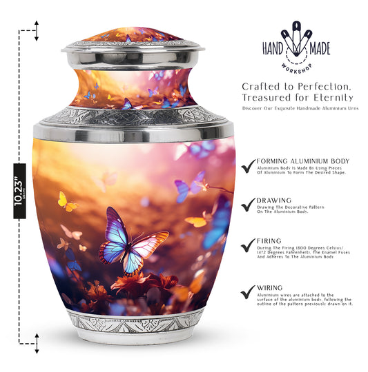 Personalized Butterfly Cremation Urn for Adult Female - 10-inch, 200 cu in - Yatskia