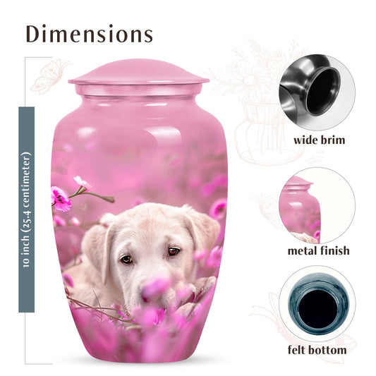 Pink Meadow Labrador Dog Pet Cremation Urn For Ashes