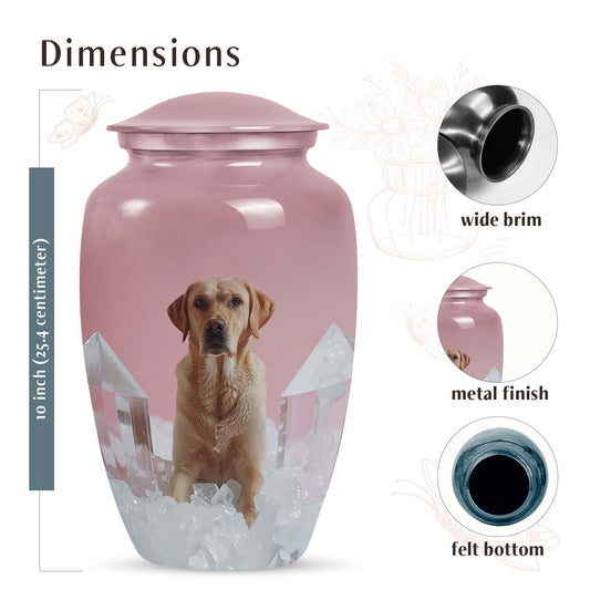 Labrador Pet Urn for Dog Ashes – Pink Crystal Tribute Urn