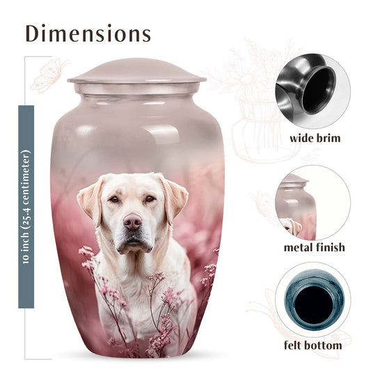 Labrador Dog Funeral Urn for Ashes - Dog Urn Light Pink Theme