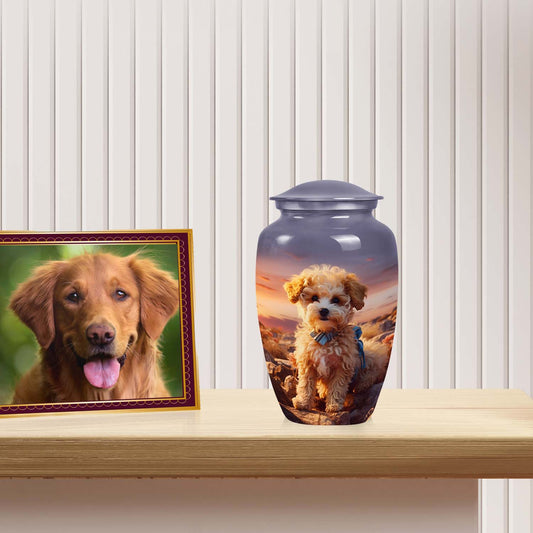 Poodle Pet Cremation Urn - Handmade Memorial Urn for Dog Ashes