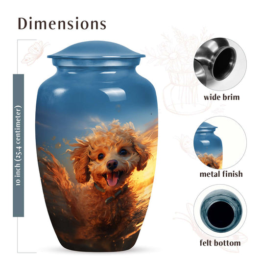 Blue Sky and Golden Sunset Art - Personalized Poodle Urn for Pet Ashes