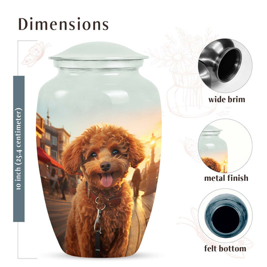 Poodle Memorial Cremation Urn For Ashes - Fiery Poodle Dog Cremation Urn