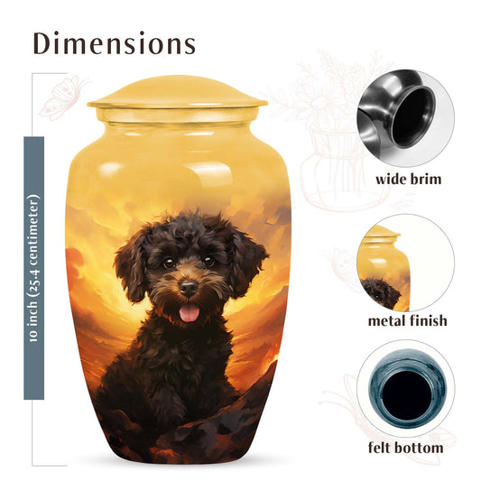 Poodle Urn for Pet Dog Ashes - Fiery Poodle Dog Cremation Urn