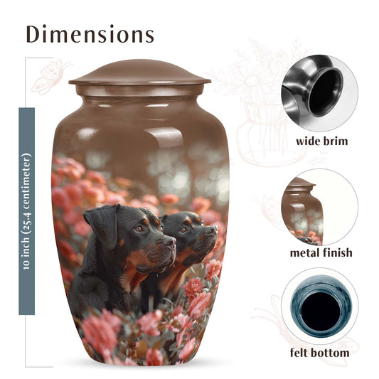 Rottweilers Dog Urn for Ashes – Brown Pet Memorial Keepsake