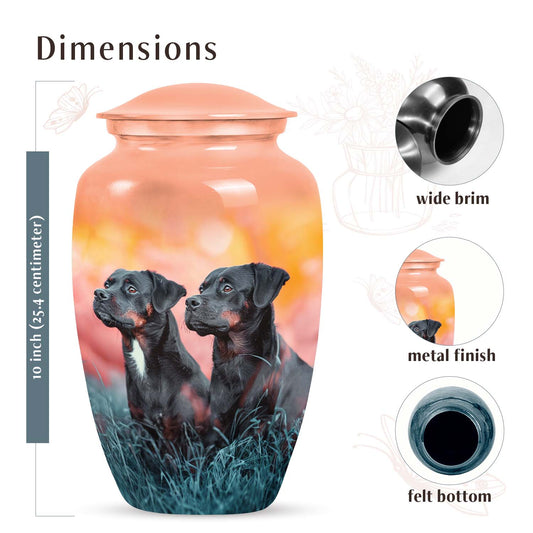 Rottweiler Dog Funeral Memorial Urn for Ashes - Custom Pet Urn