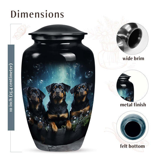 Black Dog Urn for Ashes – Triple Rottweiler Keepsake Urn
