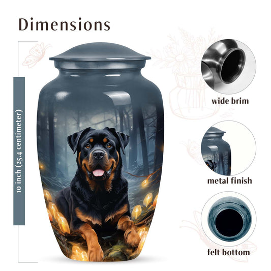 Gray Pet Remembrance Urn – Rottweiler Keepsake Urn for Ashes
