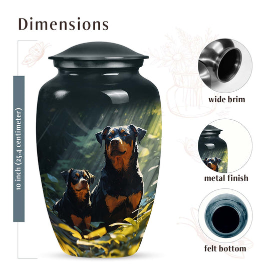 Two Rottweilers Dog Urn for Ashes – Pet Memorial Keepsake