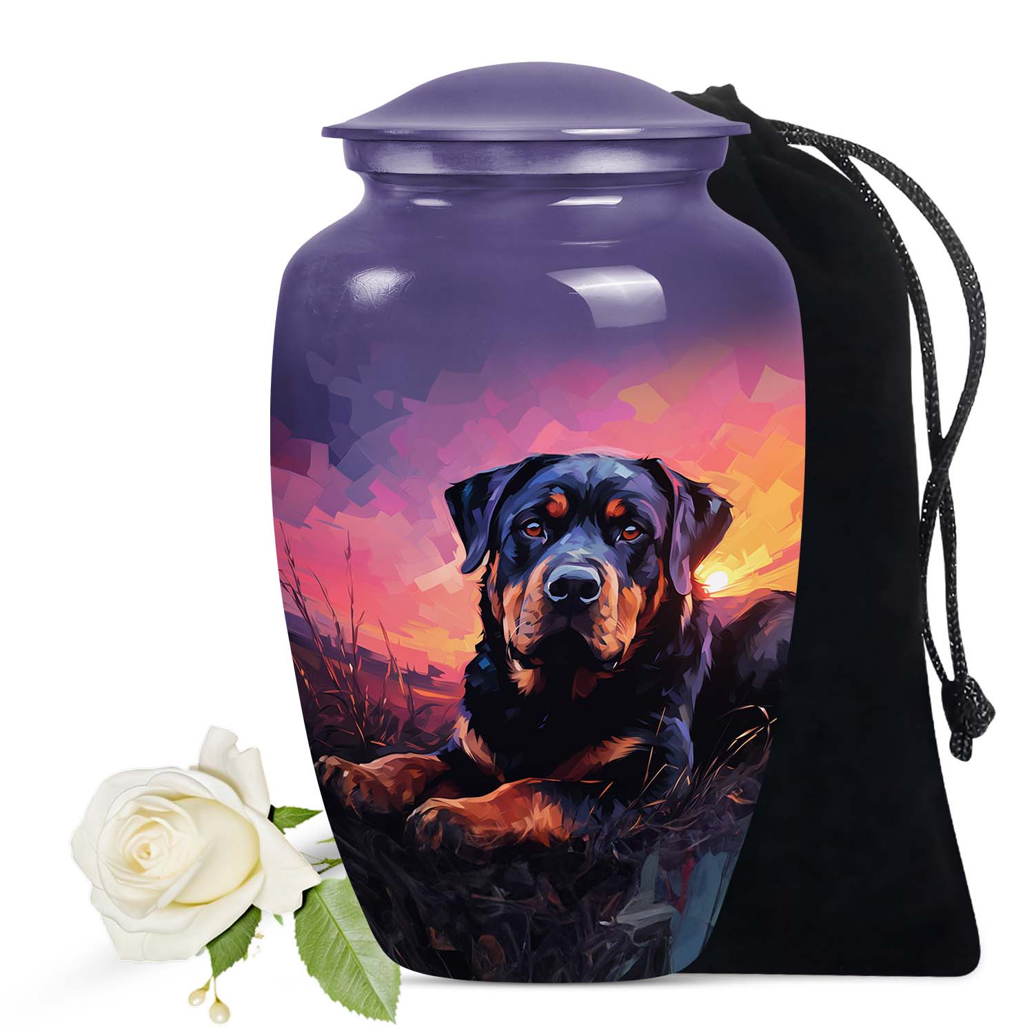 Purple Cremation Urn for Dogs – Rottweiler Memorial Urn – Yatskia Urns