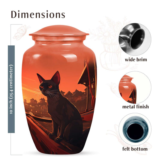 Orange Pet Keepsake Urn for Cat Lovers - Cat Memorial Urn