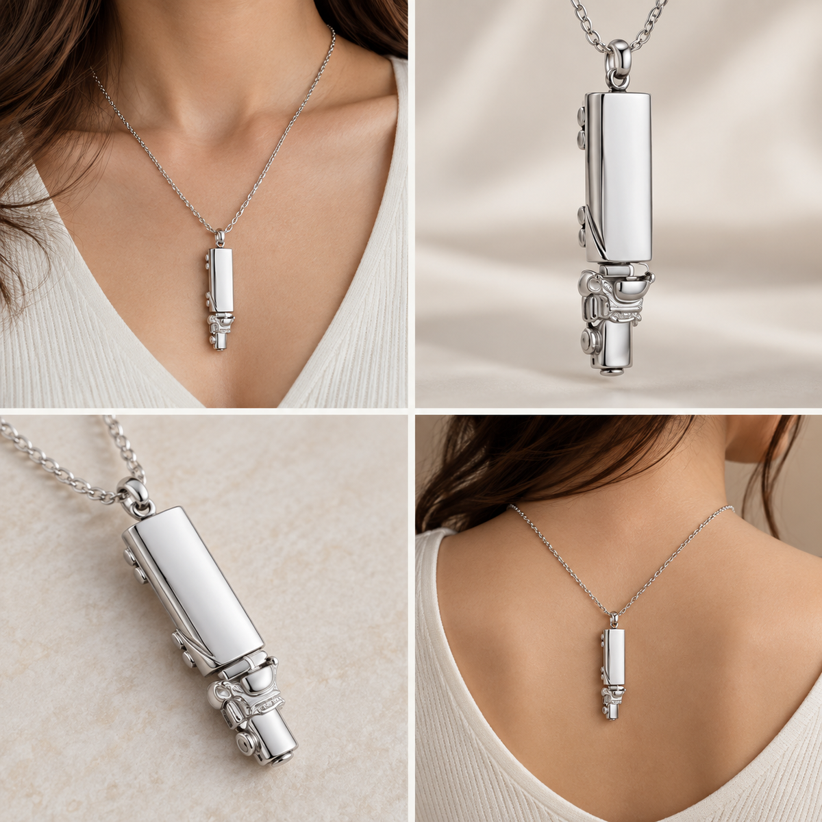 Rectangular Memorial Urn Necklace for Ashes