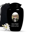 Plain Black Portrait Customizable Urn for Human Ashes- Black Urn For Cremation