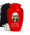 Red Portrait Customizable Large Urn for Human Ashes - Plain Urn For Cremation ash