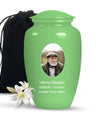 Light Green Portrait Customizable Large Urn - Plain Urn For Funeral Ashes