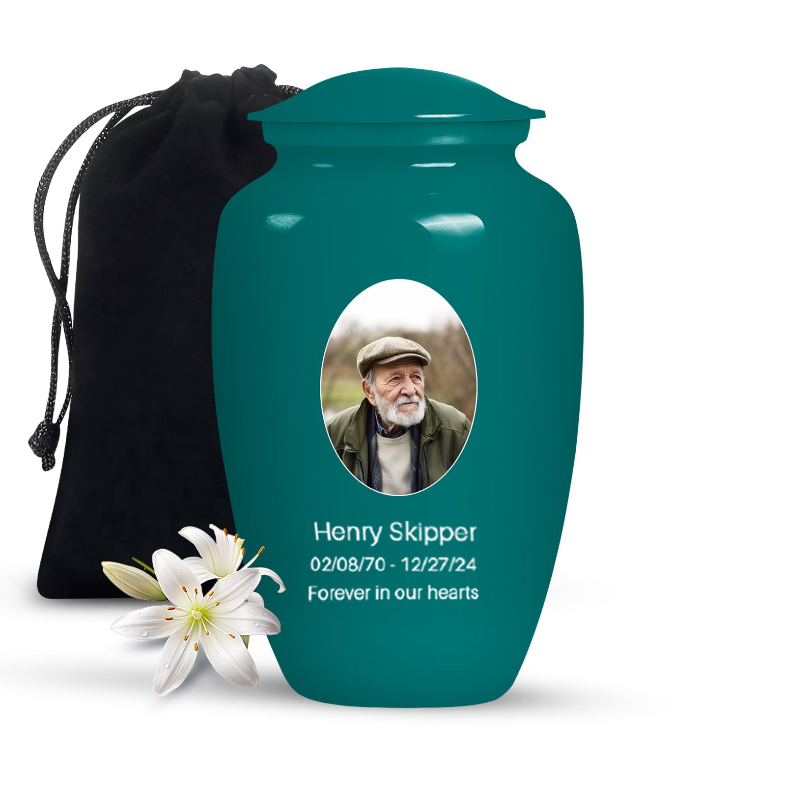 Plain Teal Portrait Urn