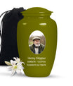 Olive Green Portrait Customizable Large Urn for Human Ashes - Plain Urns