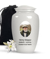 Plain White Portrait Customizable Large Urn for Human Ashes - Plain White Urn For Funeral