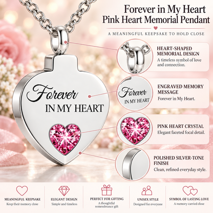 Pink Crystal Memorial Necklace – Forever in My Heart Pendant