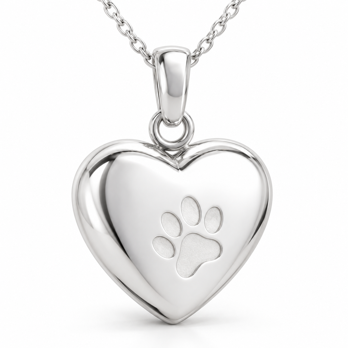 Heart Paw Memorial Urn Necklace for Pet Ashes