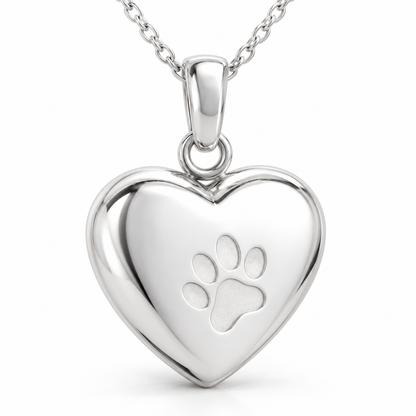 Heart Paw Memorial Urn Necklace for Pet Ashes