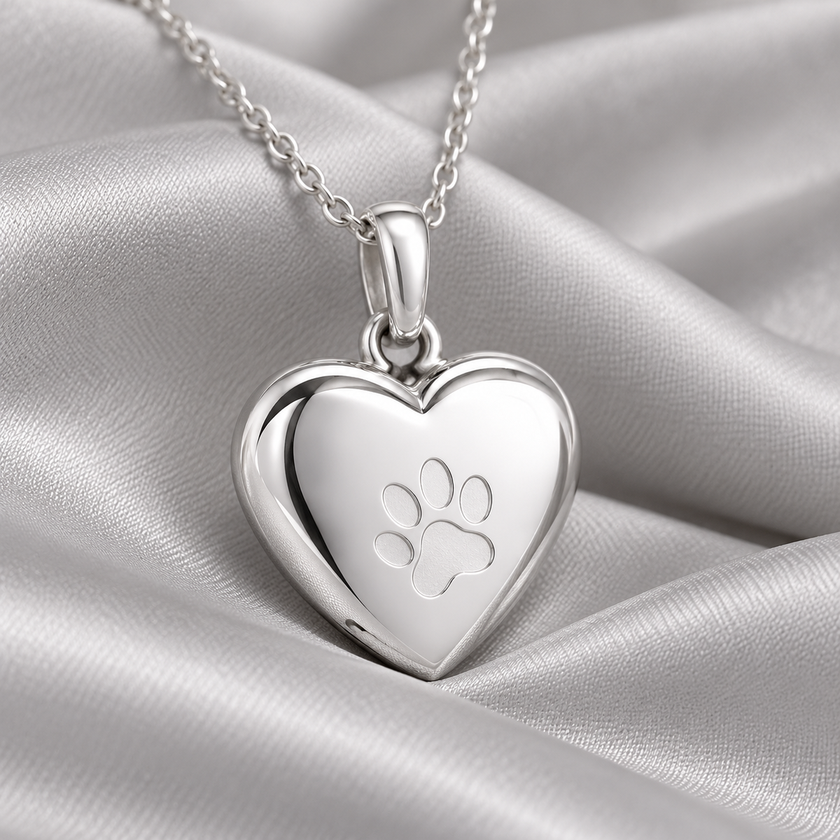Heart Paw Memorial Urn Necklace for Pet Ashes