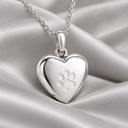 Heart Paw Memorial Urn Necklace for Pet Ashes