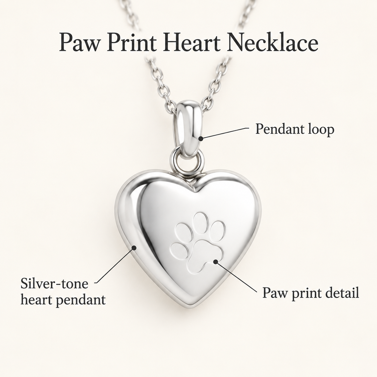 Heart Paw Memorial Urn Necklace for Pet Ashes