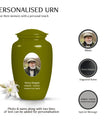 Olive Green Portrait Customizable Large Urn for Human Ashes - Plain Urns
