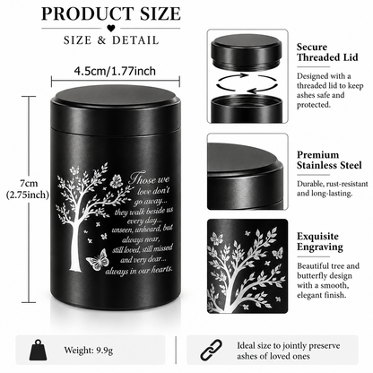 Black Stainless Steel Memorial Keepsake Urn