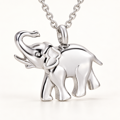 Elephant Urn Necklace for Ashes | Silver-Tone Memorial Pendant