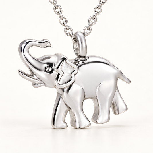 Elephant Urn Necklace for Ashes | Silver-Tone Memorial Pendant