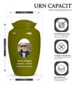 Olive Green Portrait Customizable Large Urn for Human Ashes - Plain Urns