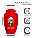 Red Portrait Customizable Large Urn for Human Ashes - Plain Urn For Cremation ash