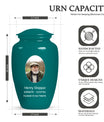 Plain Teal Portrait Customizable Urn for Human Ashes - Plain Funeral Urn
