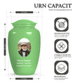 Light Green Portrait Customizable Large Urn - Plain Urn For Funeral Ashes