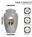 Silver Portrait Customizable Urn for Human Ashes - Plain Memorial Cremation Urn