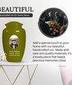Olive Green Portrait Customizable Large Urn for Human Ashes - Plain Urns