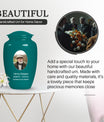 Plain Teal Portrait Customizable Urn for Human Ashes - Plain Funeral Urn