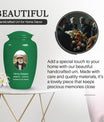 Plain Sea Green Portrait Customizable Urn for Human Ashes - Plain Funeral Urn