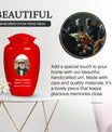 Red Portrait Customizable Large Urn for Human Ashes - Plain Urn For Cremation ash