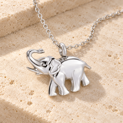 Elephant Urn Necklace for Ashes | Silver-Tone Memorial Pendant