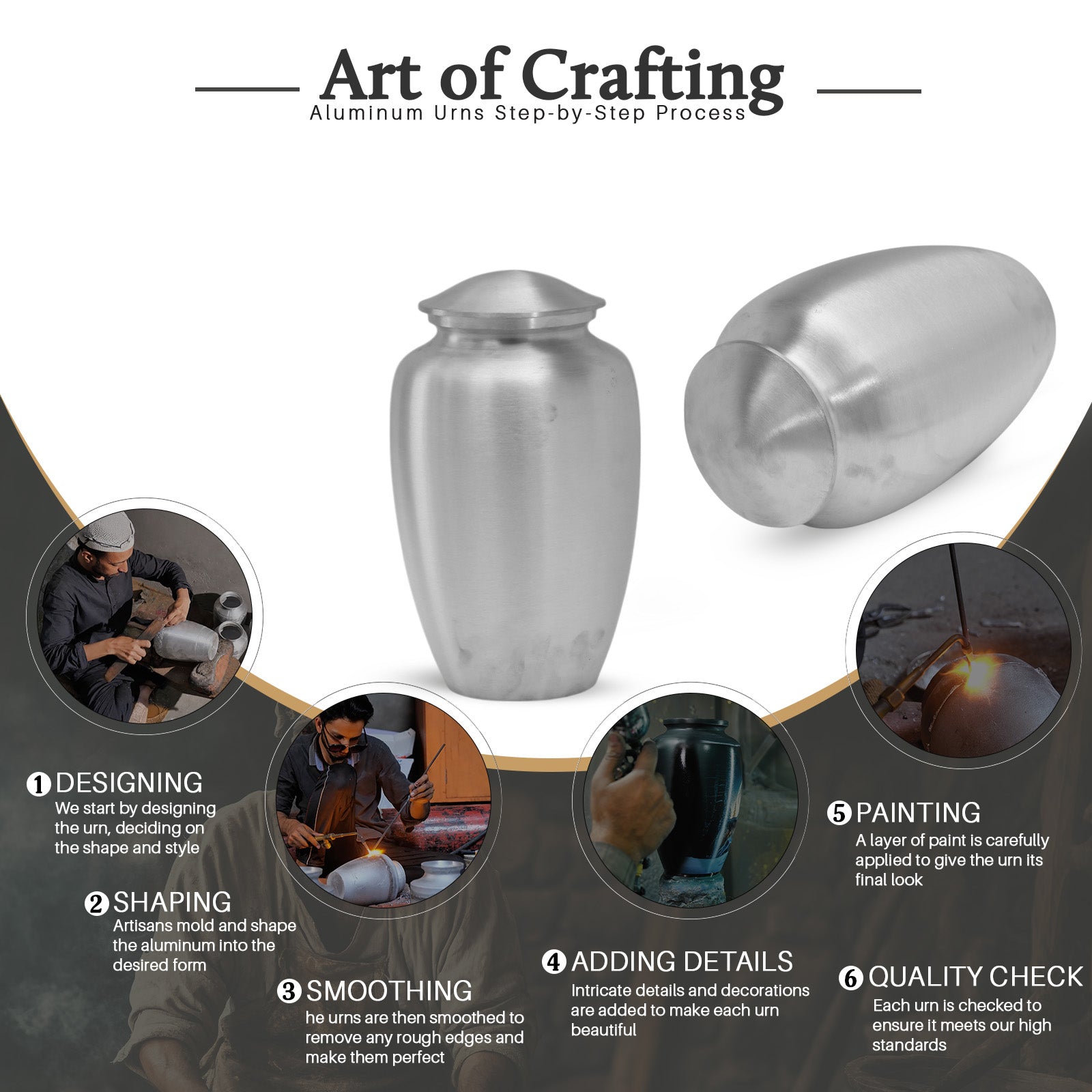 Midnight Blue Portrait Customizable Urn for Human Ashes - Plain Urns For Dad