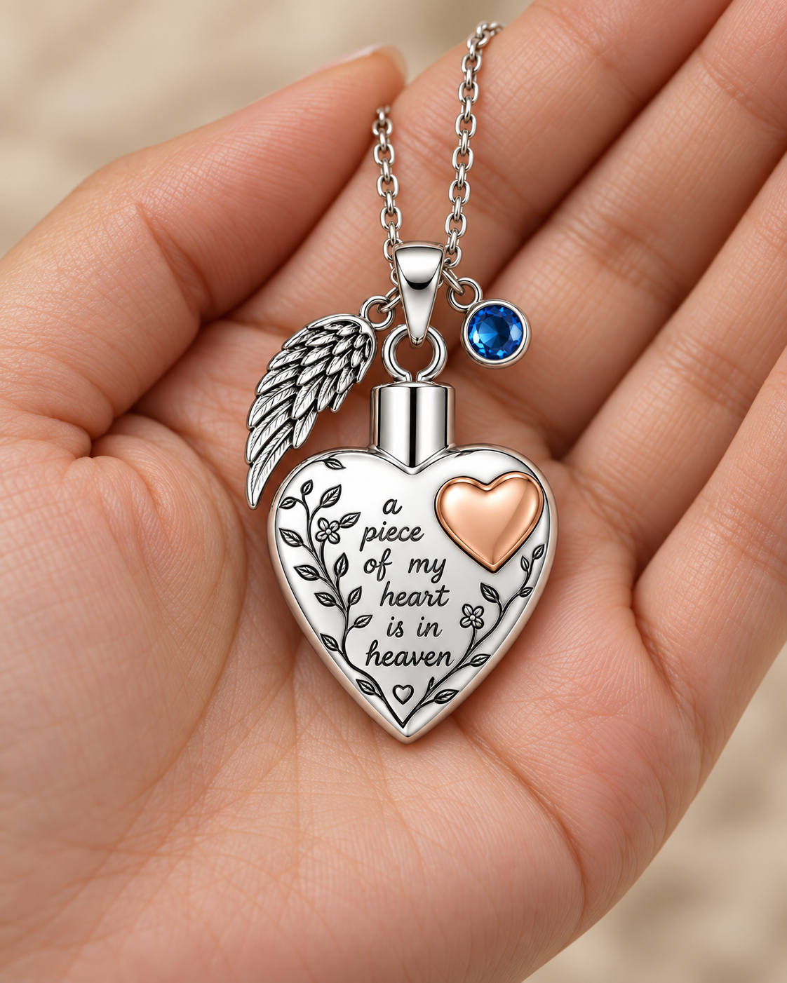 A Piece of My Heart Is in Heaven Memorial Necklace