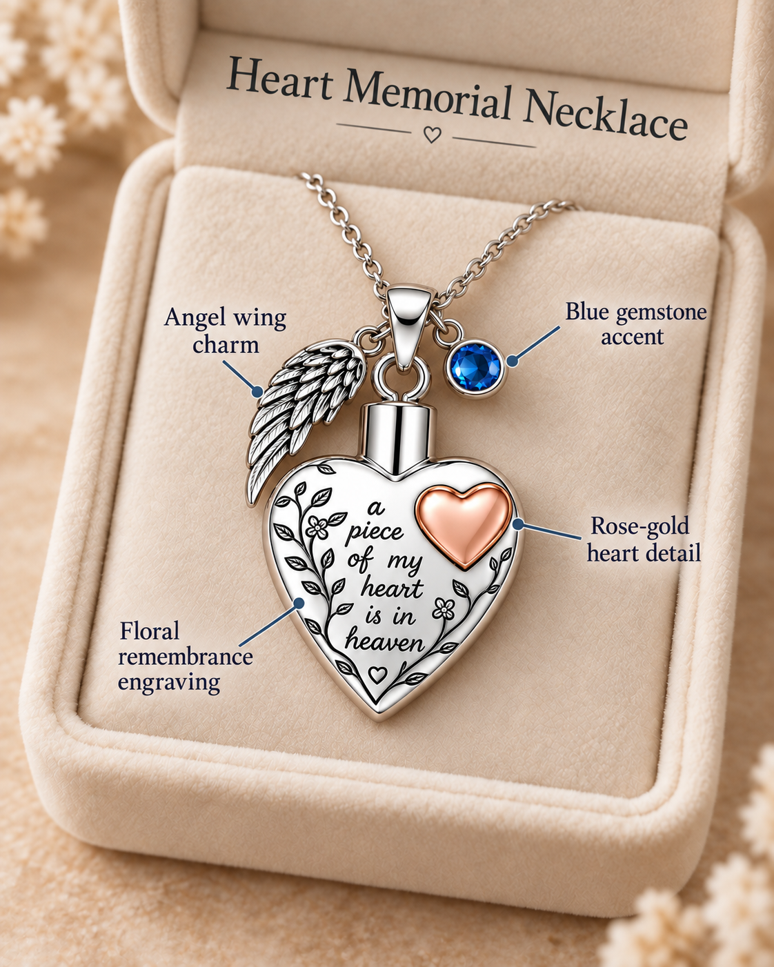 A Piece of My Heart Is in Heaven Memorial Necklace