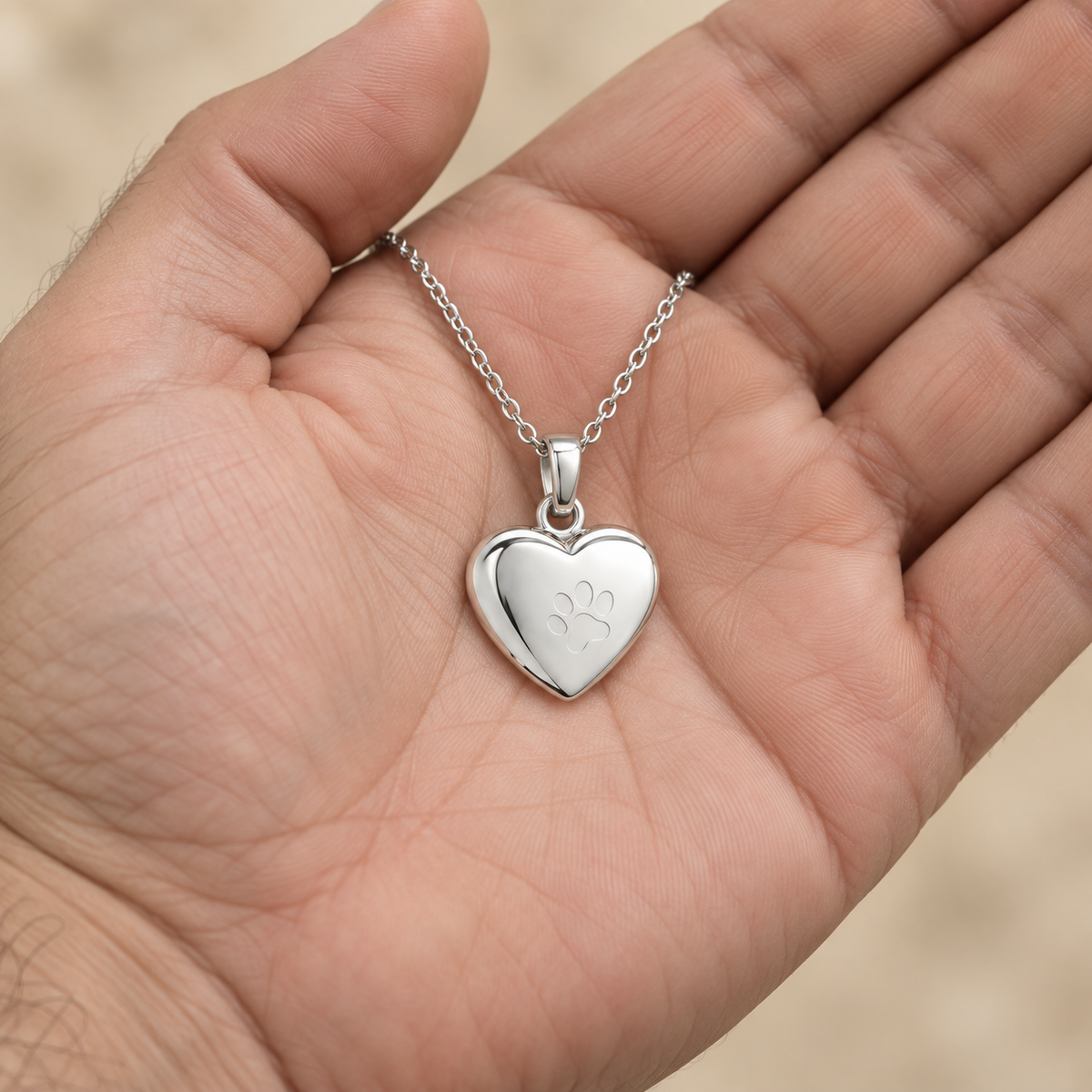 Heart Paw Memorial Urn Necklace for Pet Ashes