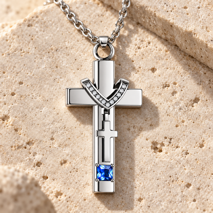 Blue Stone Urn Pendant for Ashes | Black Cylinder