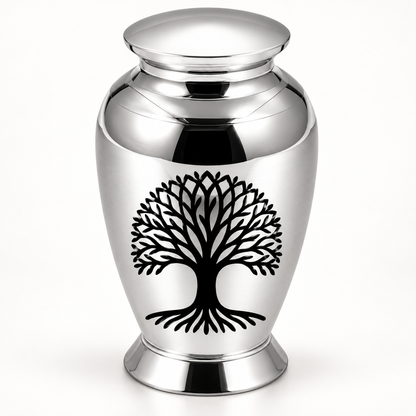 Silver-Tone Tree of Life Cremation Urn for Ashes
